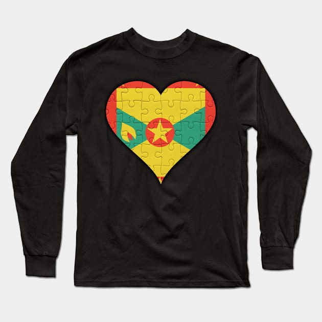 Grenadan Jigsaw Puzzle Heart Design - Gift for Grenadan With Grenada Roots Long Sleeve T-Shirt by Country Flags